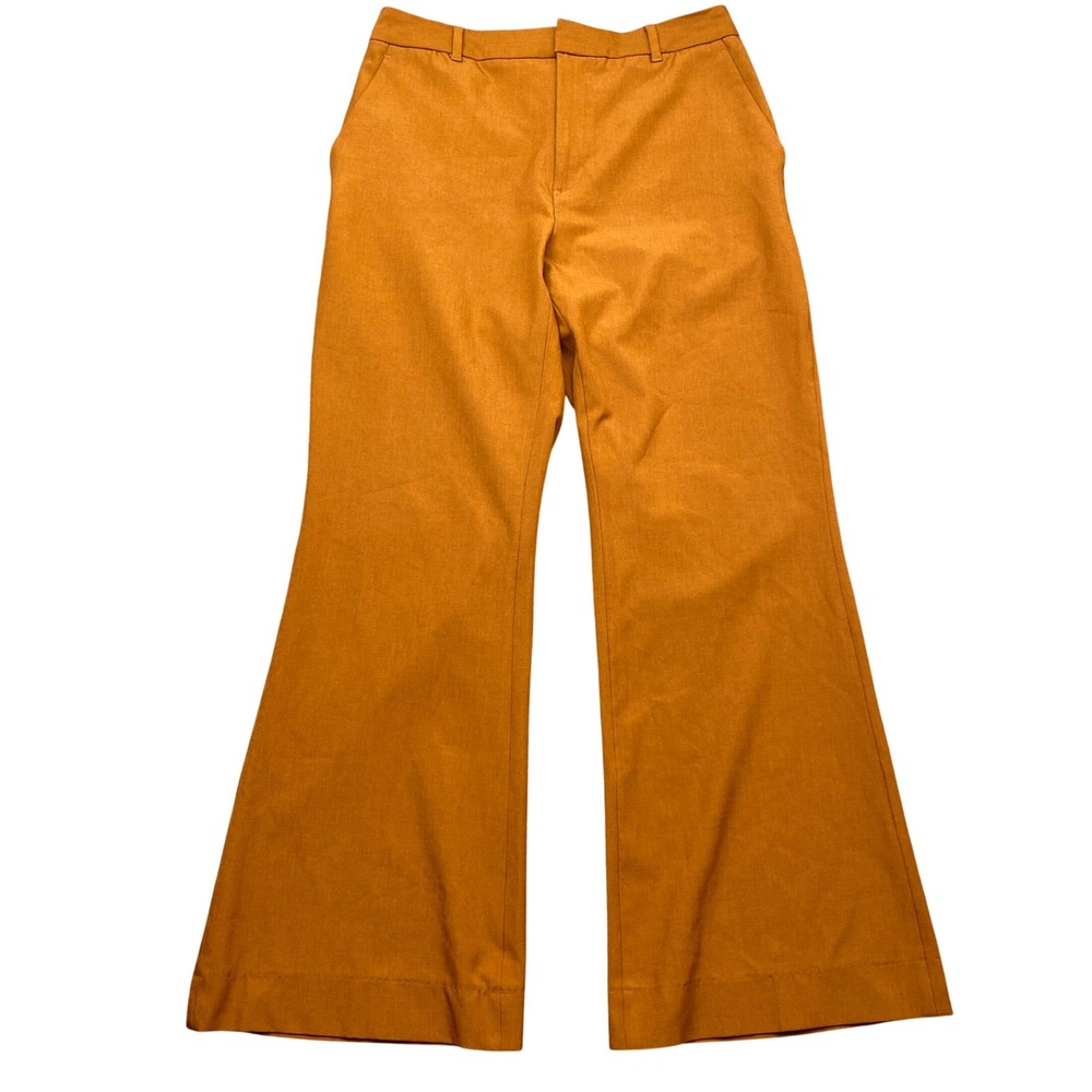 Banana Republic Sculpted Stretch Trousers 12 Petite Rust Orange Flare Leg Boho